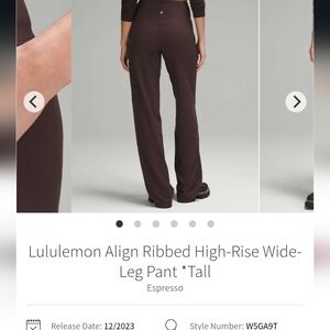 ISO: Lululemon Align Ribbed Wide Leg - Tall, Size 6: Espresso Or Dark Forest